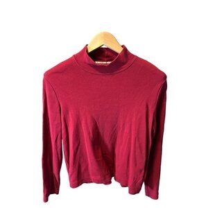 Jones New York Sport Petites Red Long Sleeve Mock Neck Top SZ MP